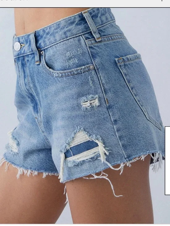 Pacsun Ripped High Waisted Denim Festival Shorts - Picture 2 of 8